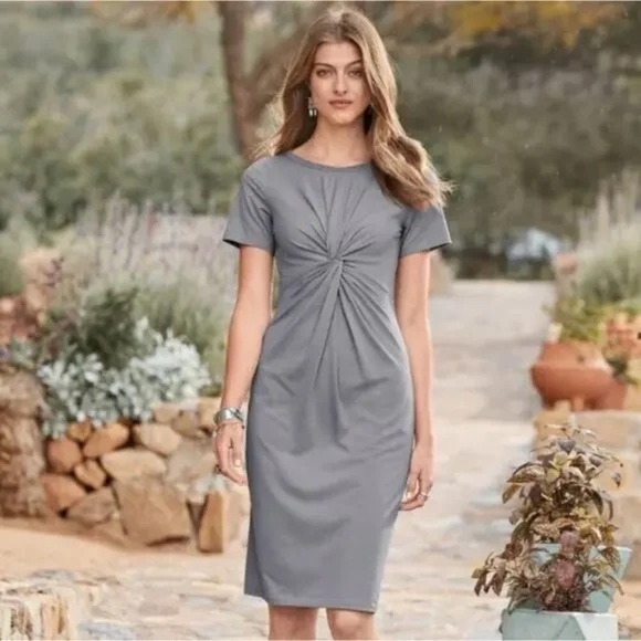Sundance Dresses & Skirts - Sundance Journeys Joy Twist Front Shirt Dress in Grey